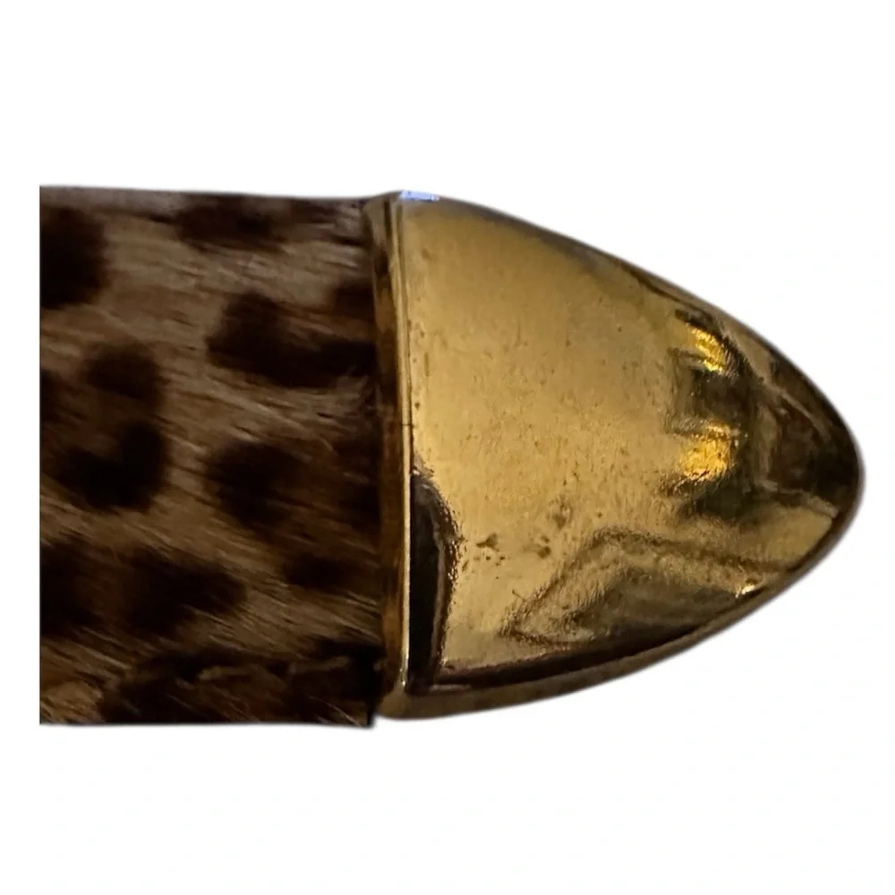 Faux leather and leopard fur belt. Animal print